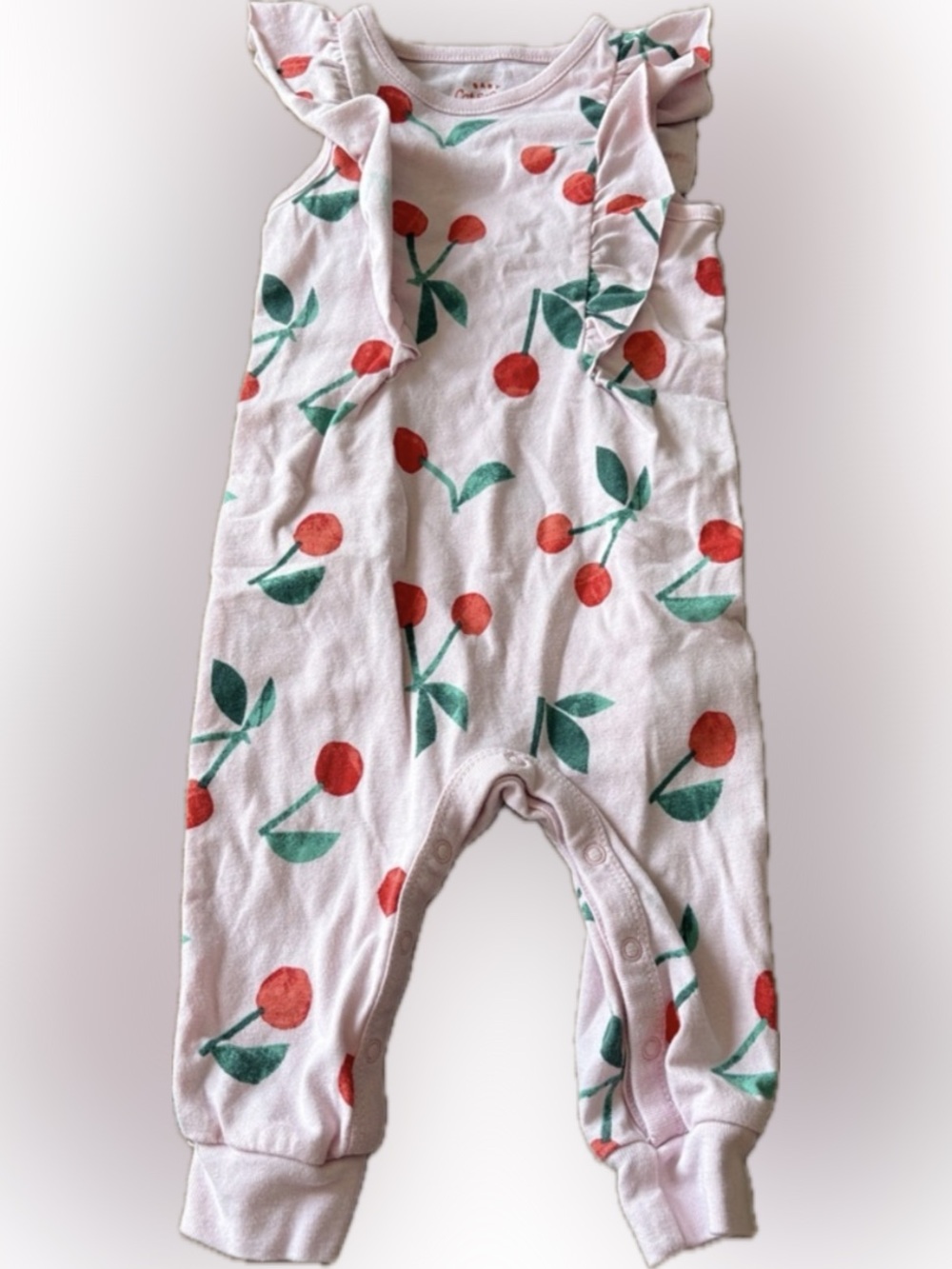 Cat & Jack Girls Pink Cherry Print One-Piece Romper